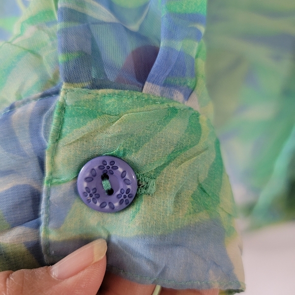 Jessica London Dress + Blouse Twinnie Set 22 Green Hawaiian Tropical Linen Blend - Picture 11 of 13